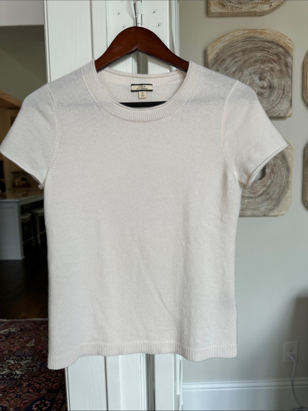 J. Crew Cream Short-Sleeve Cashmere-Blend Tee